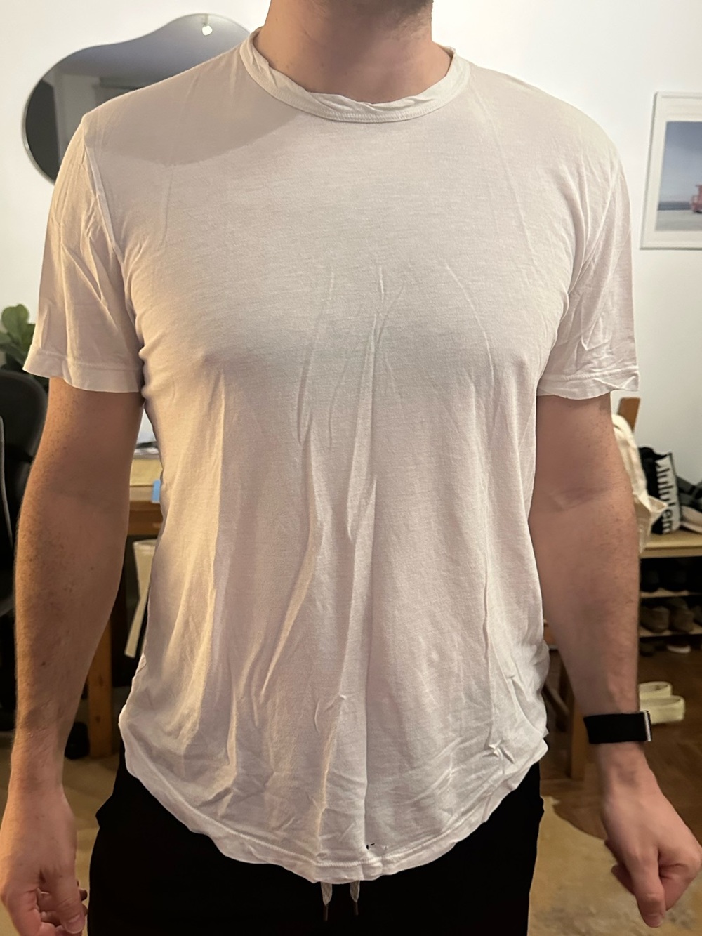 James Perse Men's White Short Sleeve Crew Neck Tee sz Large